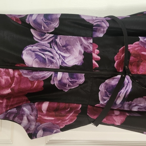 Gaby Skye Sz12 Sleeveless Fit Flare Floral Dress, Bow Belt Party Wedding Coktail - Picture 10 of 10